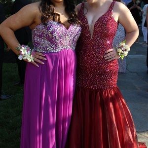 Sherri Hill mermaid Prom Dress Maroon / Wine